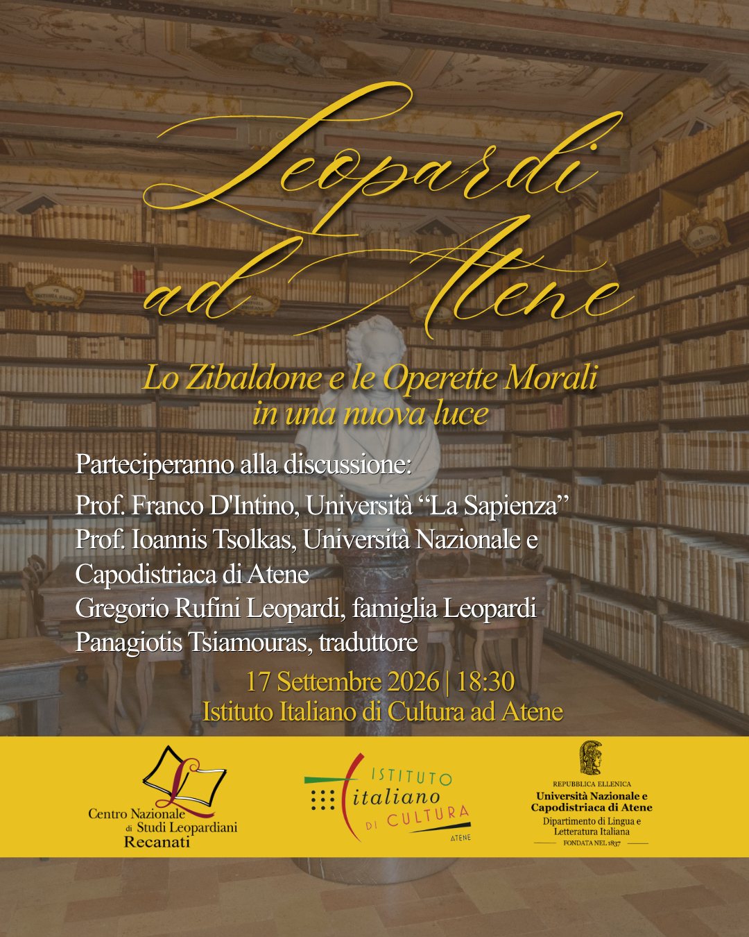 17/9 - 18:30 | Conferenza su Giacomo Leopardi